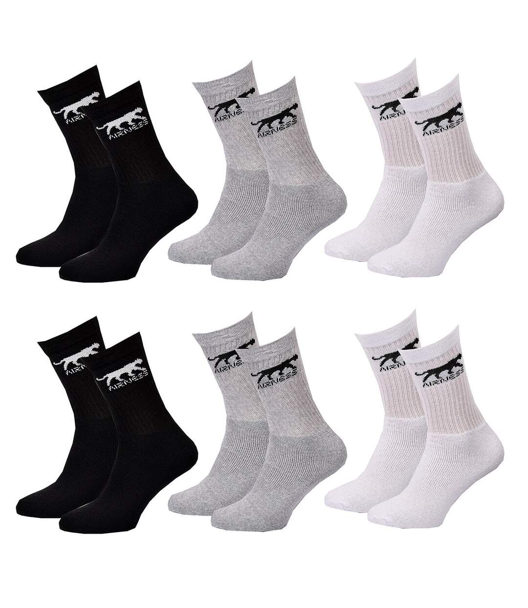 Chaussettes Homme AIRNESS Qualité et Confort-Assortiment modèles photos selon arrivages- Pack de 6 Paires CREW 41434