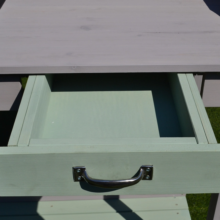 HOMCOM Pflanztisch mit Schublade und Wanne grau, mintgrün