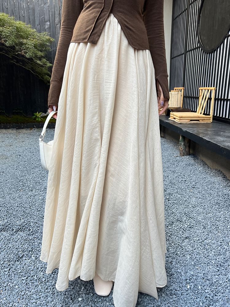 Joyciful - Hoge taille effen maxi A-lijn rok