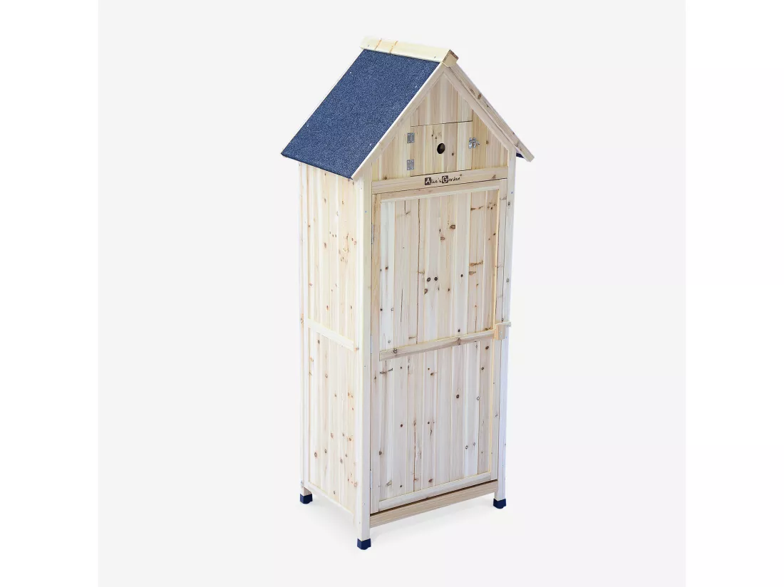 Armoire de jardin en bois. Mimosa Naturel. 77 x 54.5 x 179 cm. abri de jardin en bois. armoire de rangement. range outils