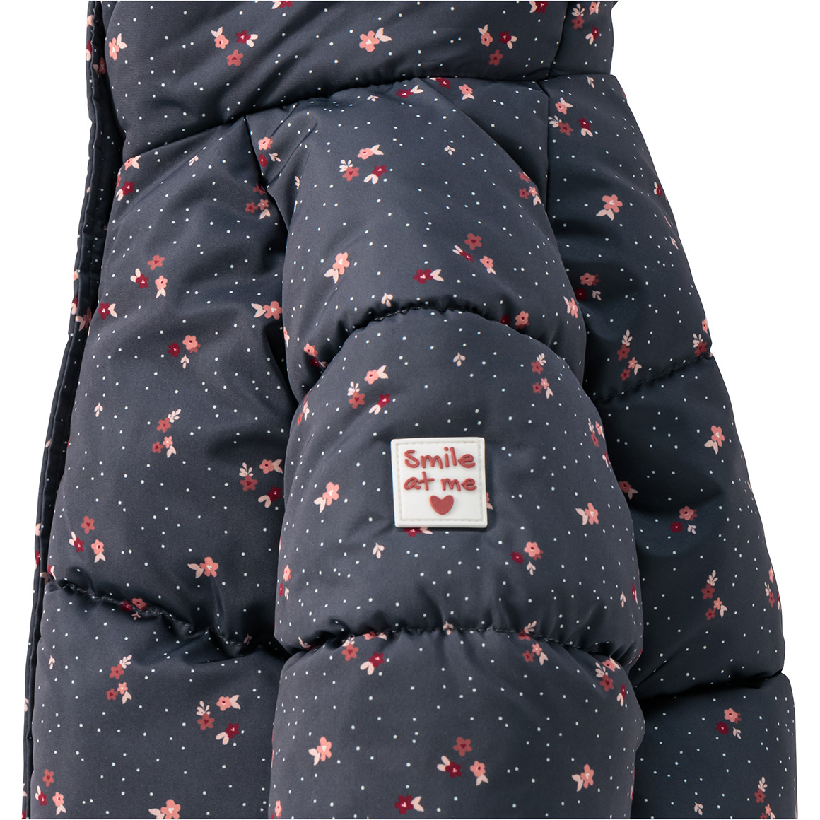 Topomini Baby Winterjacke mit Blümchen dunkelgrau