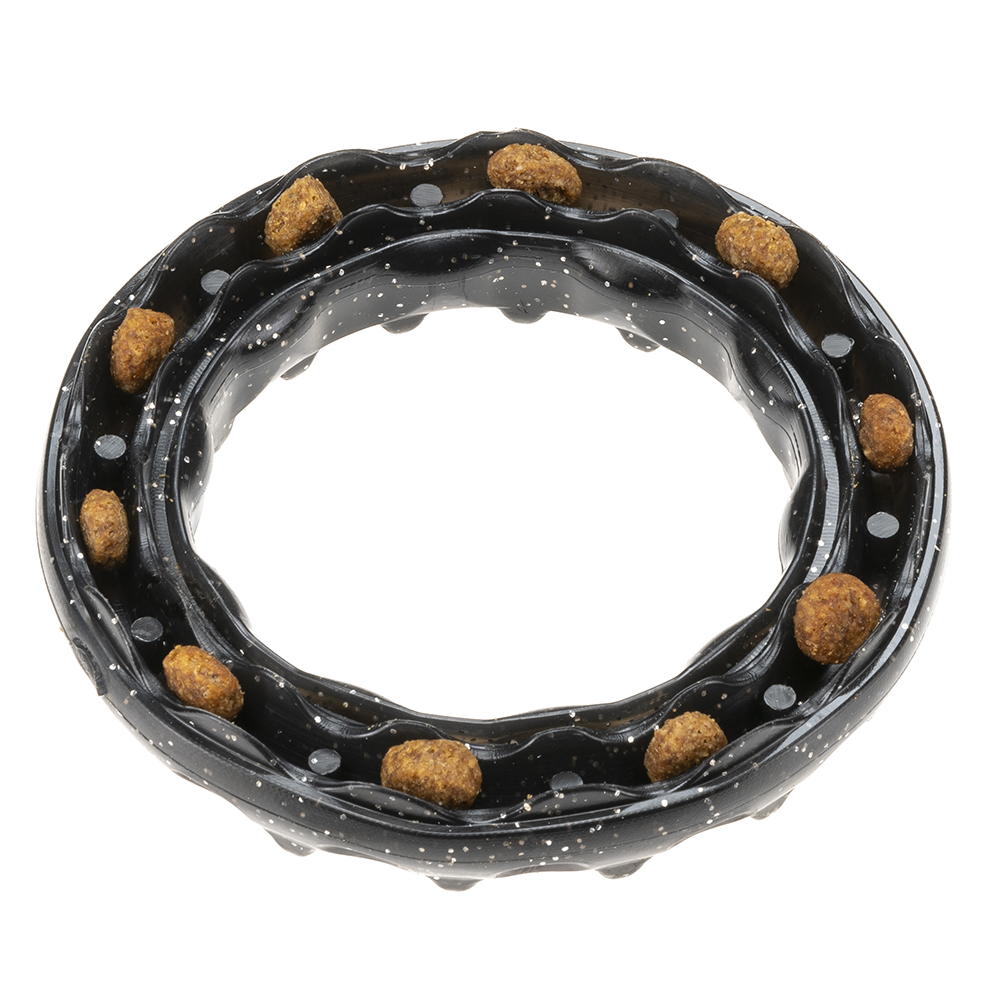 Jouet dentaire chiens smile ring xs, anneau cristaux de bicarbonate, chiens très petits, arôme de viande, noir