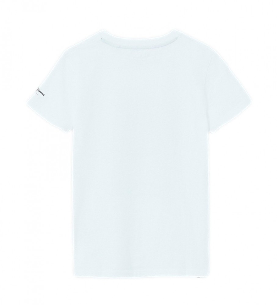 Camiseta branca com o logo da bandeira da Pepe Jeans
