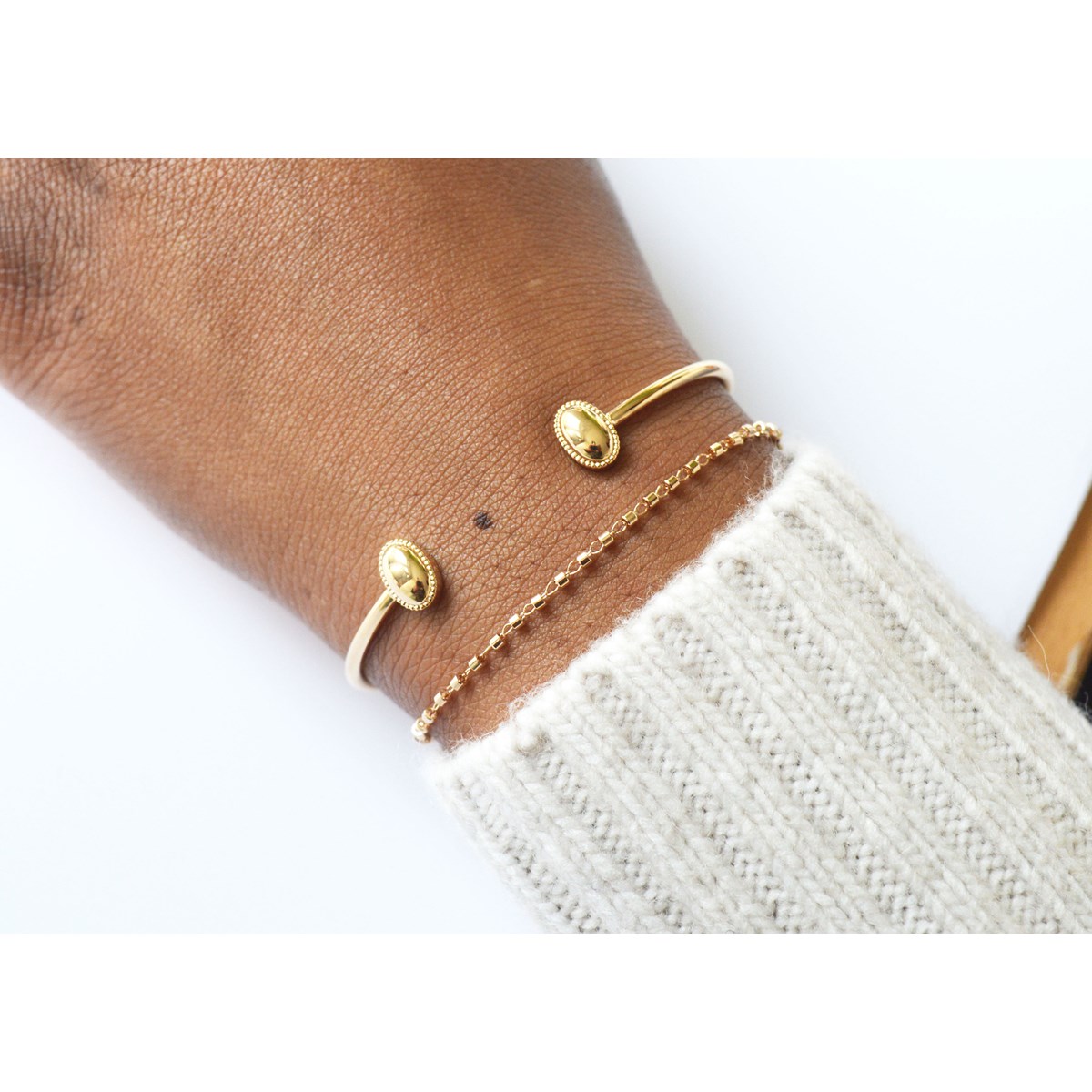 Bracelet chaîne perles -Plaqué or