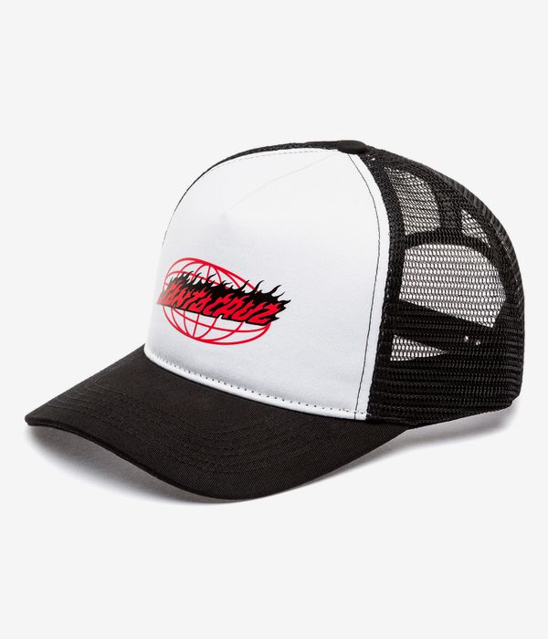Santa Cruz Global Flame Oval Meshback Cap (white black)