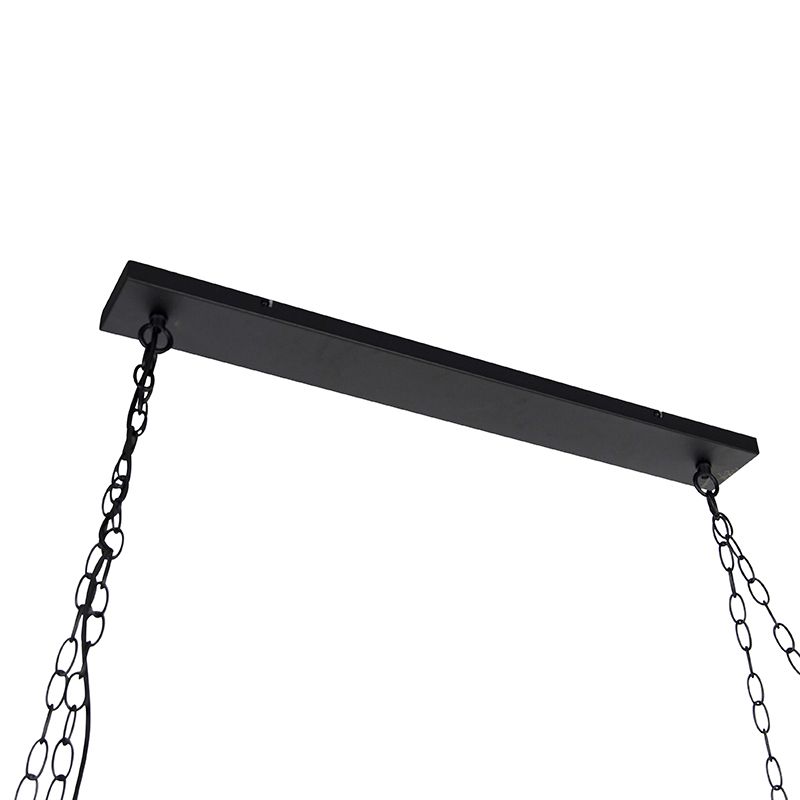 Industriële hanglamp zwart met hout 5-lichts - Shelf