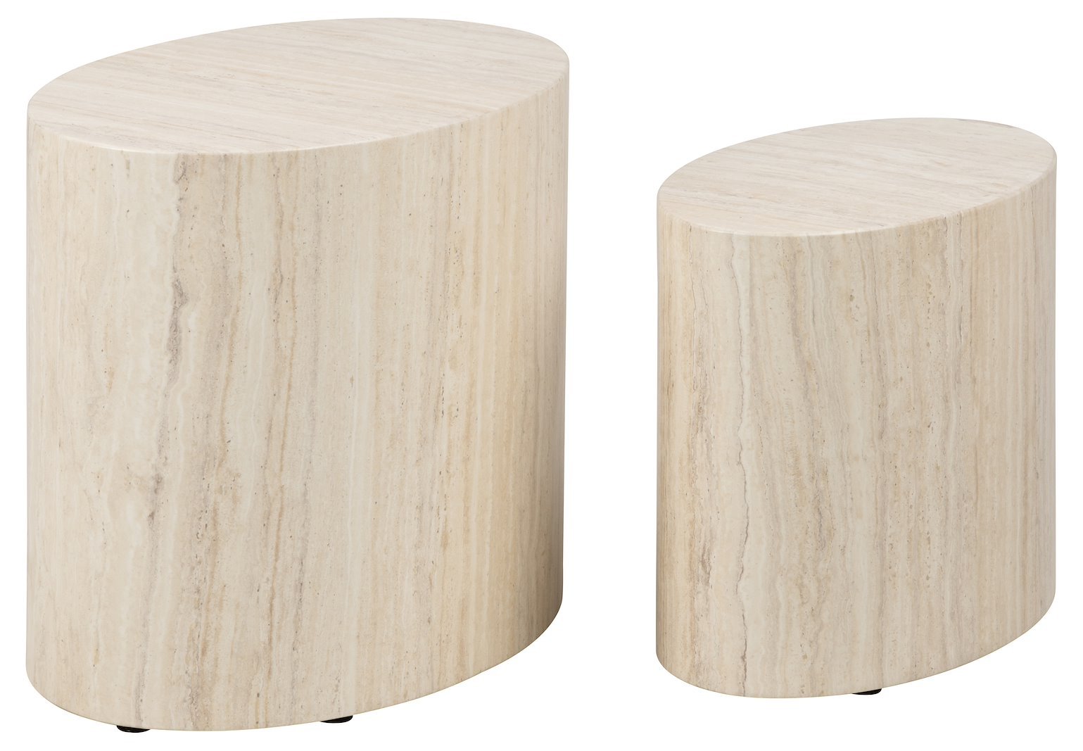 Mice sofabordsett Ovalt sofabord i travertine. Sett av 2.