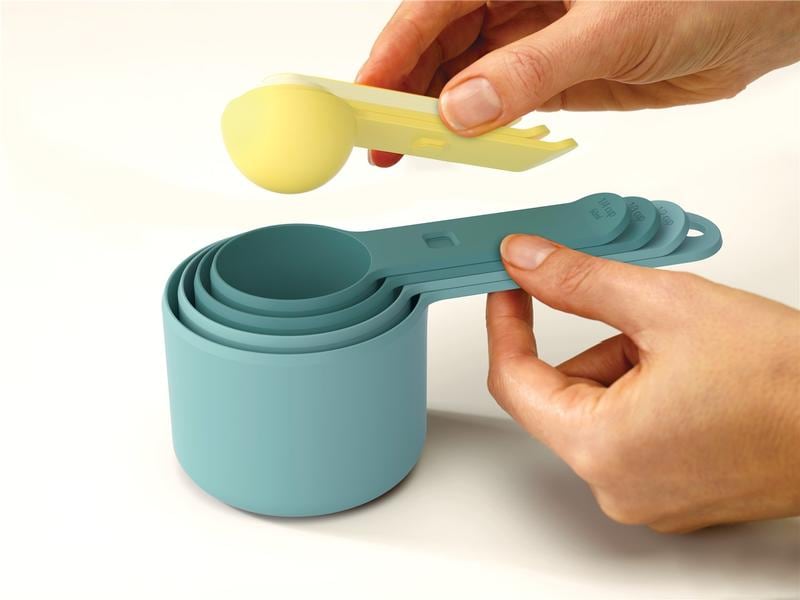 Joseph Joseph Messlöffel Nest 8 Stück, Blau/Gelb/Weiss Messbecherset, mehrfarbig