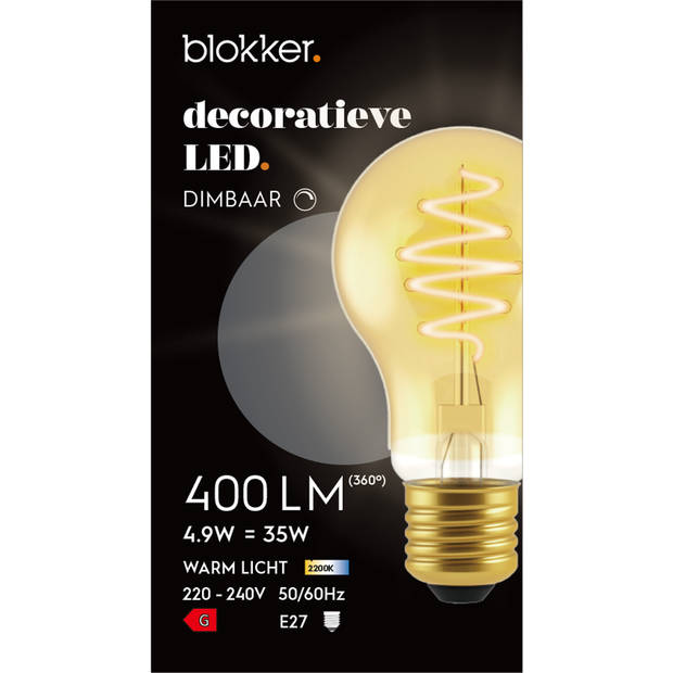 Blokker LED Bulb A60 - 4.9W - E27 - Spiraal Goud - Dimbaar