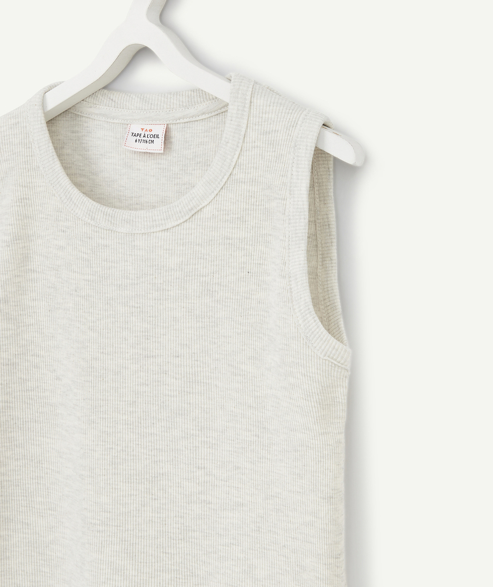 T-SHIRT SANS MANCHES GARÇON EN COTON BIO GRIS CHINÉ