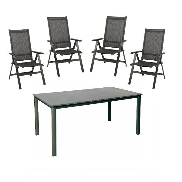 5-teiliges Gartenmöbel-Set - anthrazit - klappbar - 160x90 cm