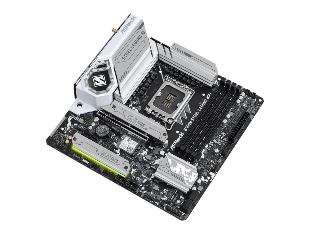 ASRock B760M Steel Legend WiFi - Bundkort - micro ATX - LGA1700 sokkel - B760 Chipset - USB-C 3.2 Gen2, USB 3.2 Gen 2, USB 3.2 Gen 1 - 2.5 Gigabit LAN, Wi-Fi 6E, Bluetooth - onboard grafik (CPU påkrævet) - HD Audio (8-kanaler)