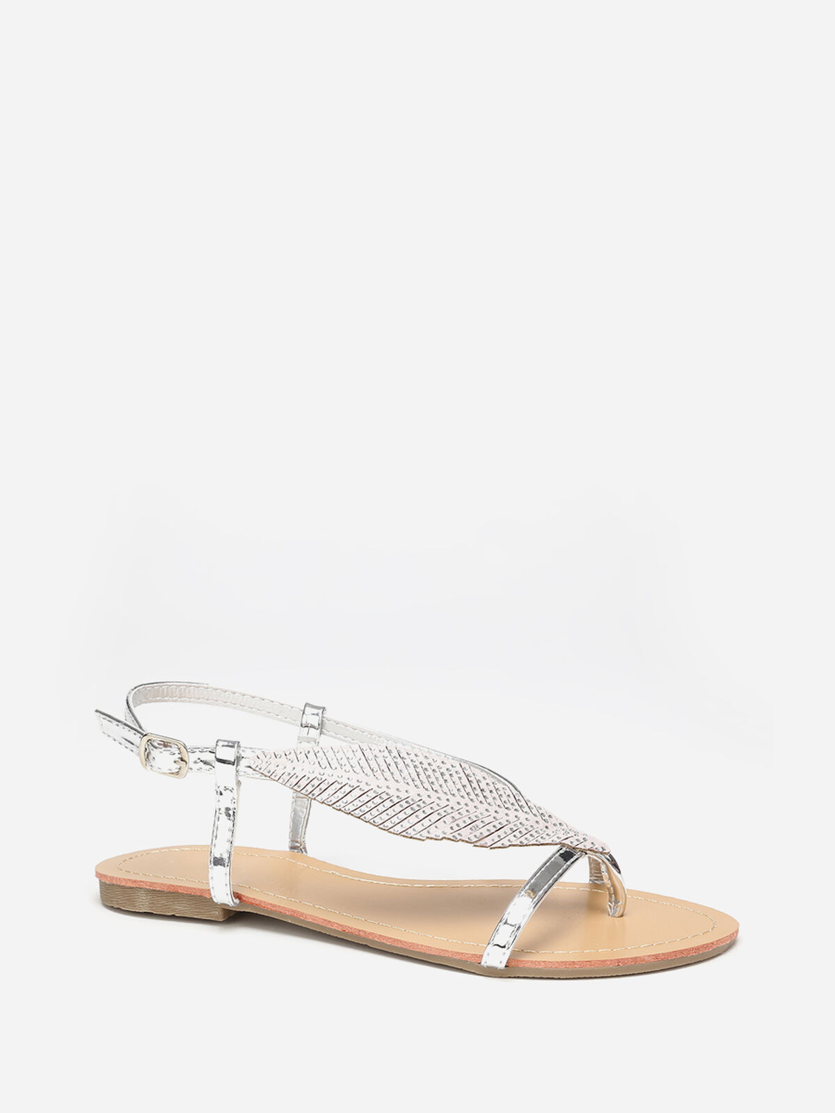 Nu-pieds à feuille en strass- Argenté