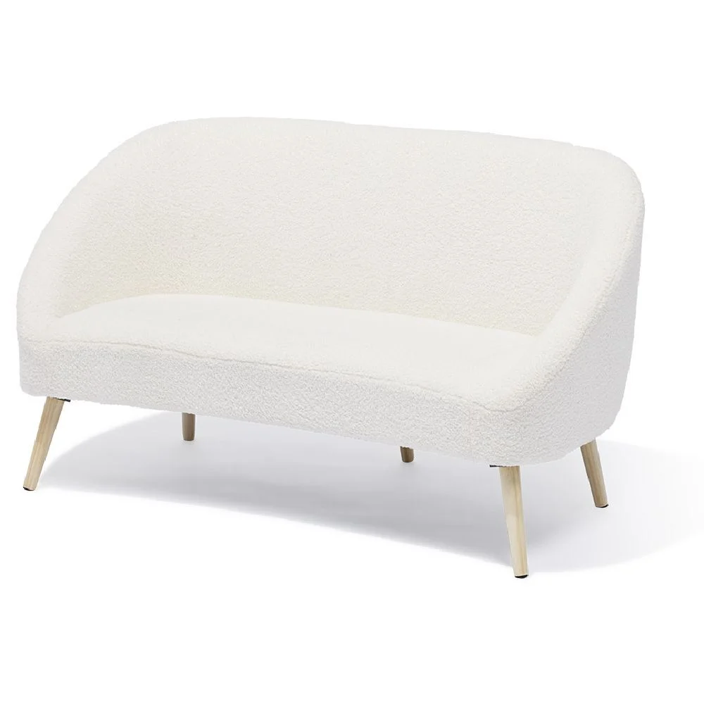 Canapé Joseph curly effet laine bouclée blanc  - L137xP69xH79 d