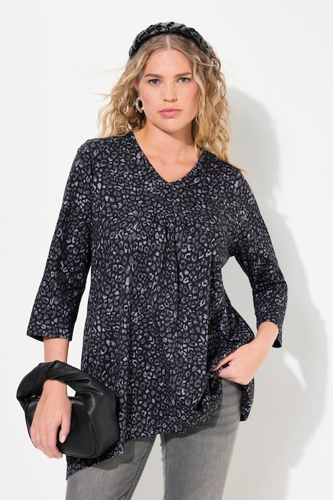 Shirt, Leo-Sterne, A-Linie, V-Ausschnitt, 3/4-Arm