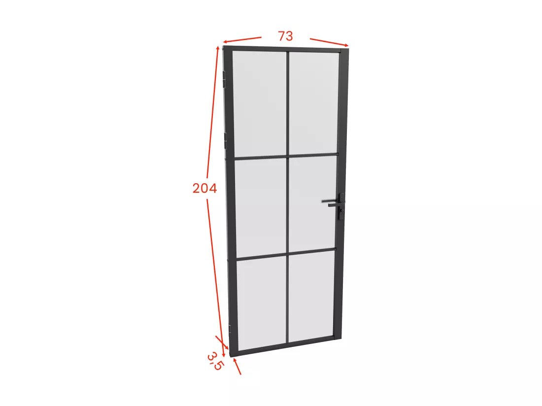 Bloc porte réversible en aluminium et verre dépoli - H204 x L73 cm - Noir - SEROTO