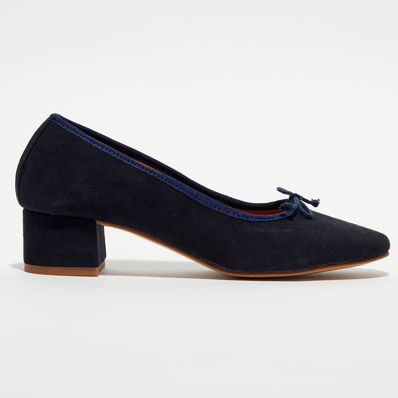 Quartier Latin Ballerines trotteurs en Velours de Cuir Diane bleu marine - Talon 4 cm