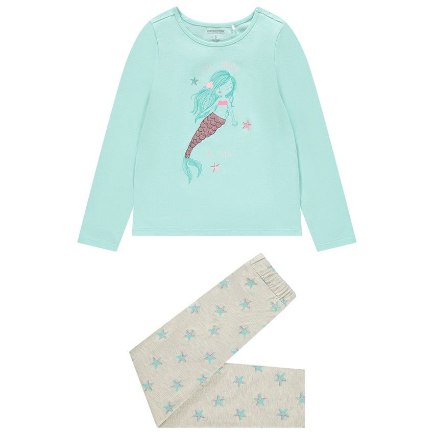 Pyjama en jersey print sirène pailletée - Bleu