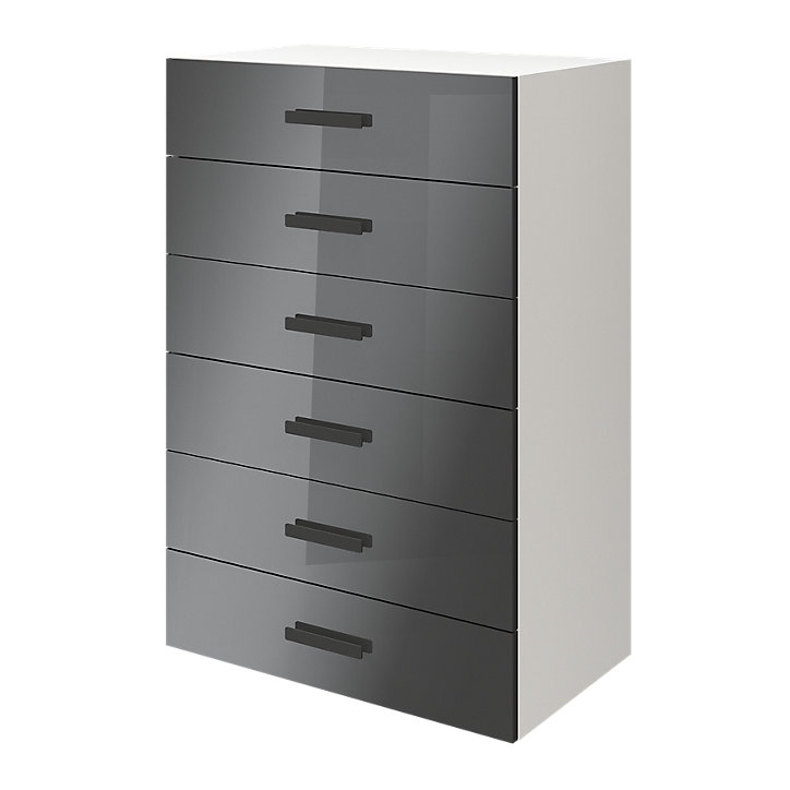 Commode blanche et anthracite brillant 6 tiroirs GoodHome Atomia H. 112,5 x L. 75 x P. 47 cm