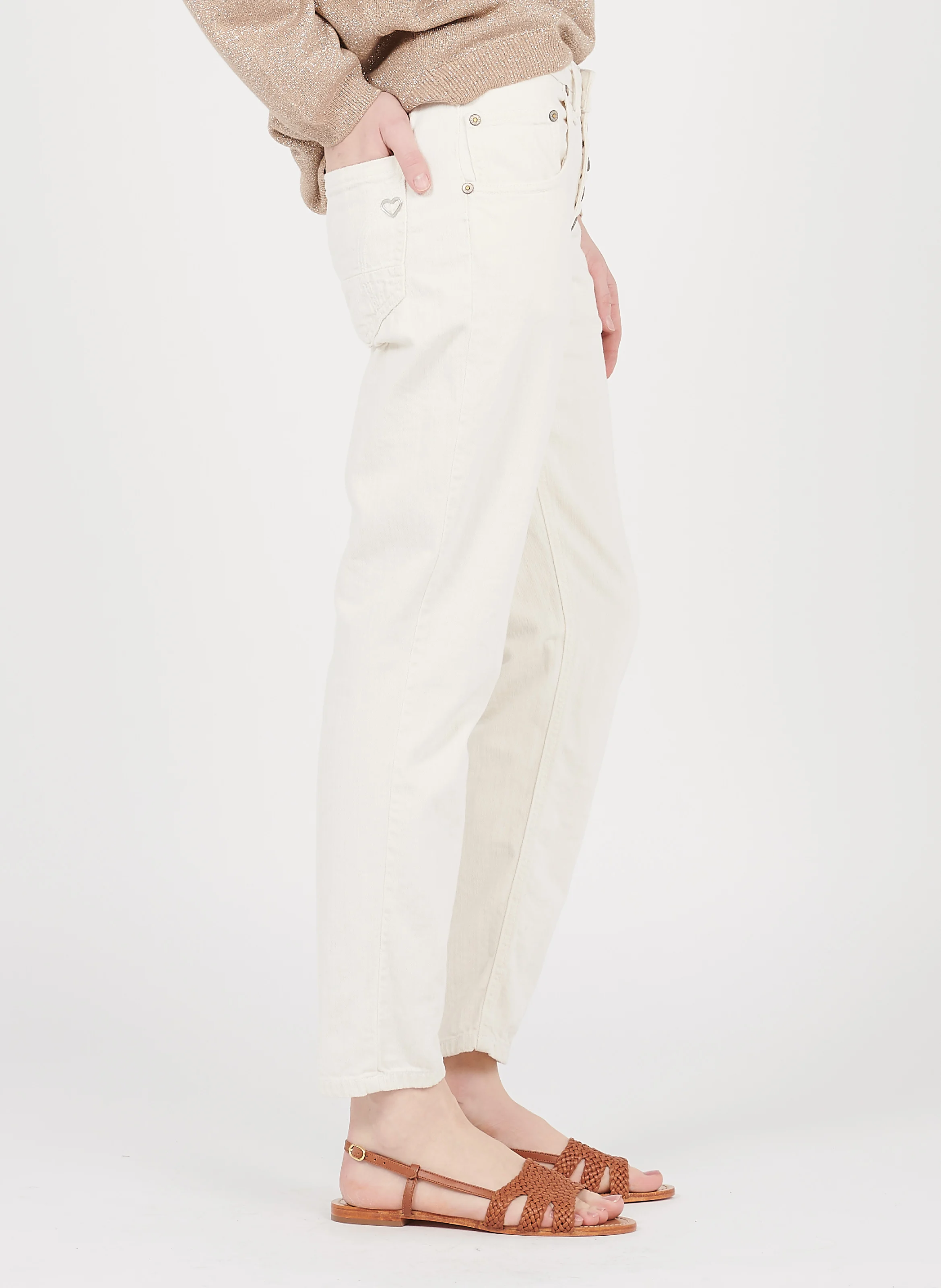 Jean boyfriend taille normale | Blanc
