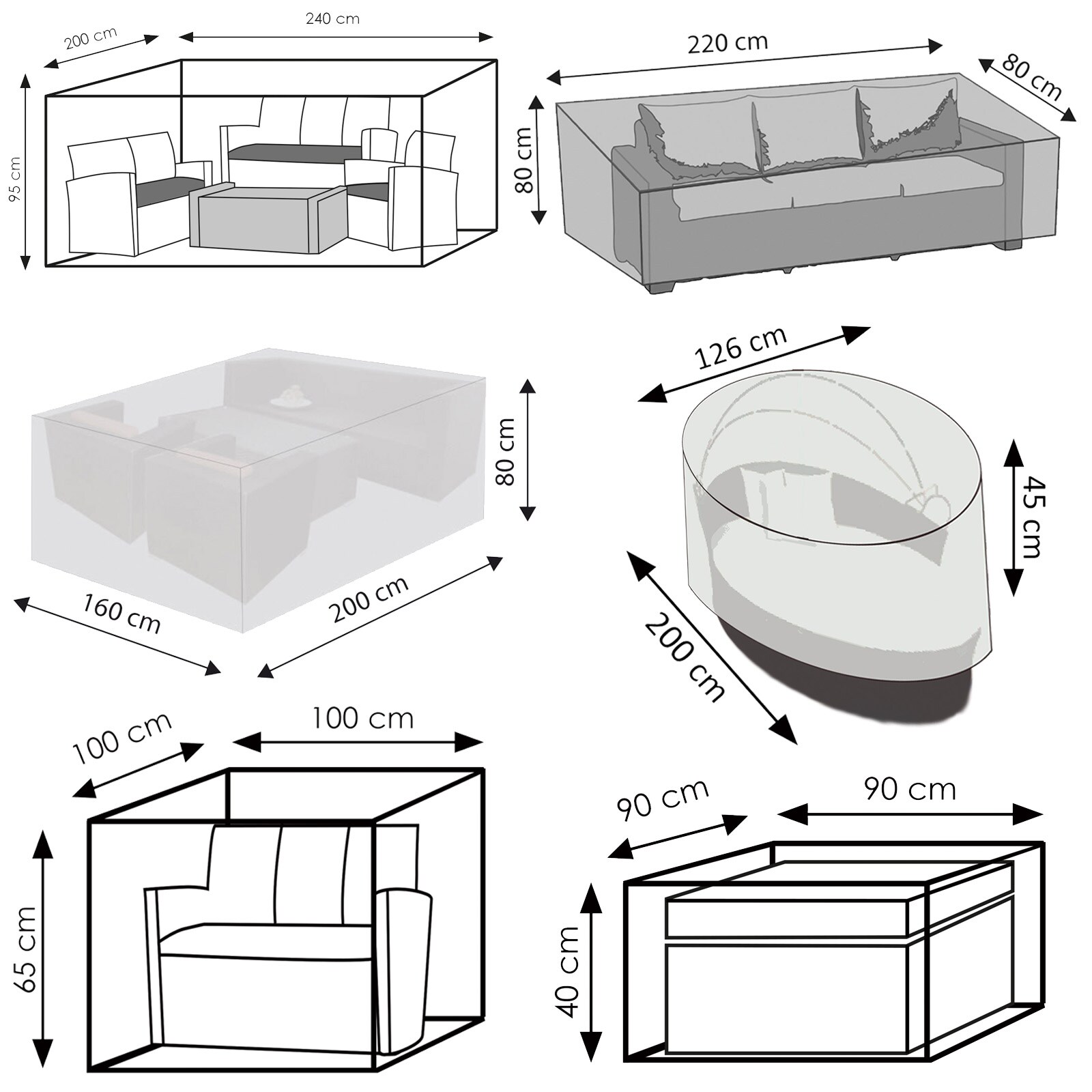WEHNCKE Garten Lounge Set Sitzgruppe Garnitur Schutzhülle - Hülle Abdeckung 420D Variante: Für Garten Lounge Sofa