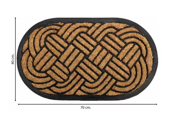 Paillasson en fibre de coco et caoutchouc marron 70x40