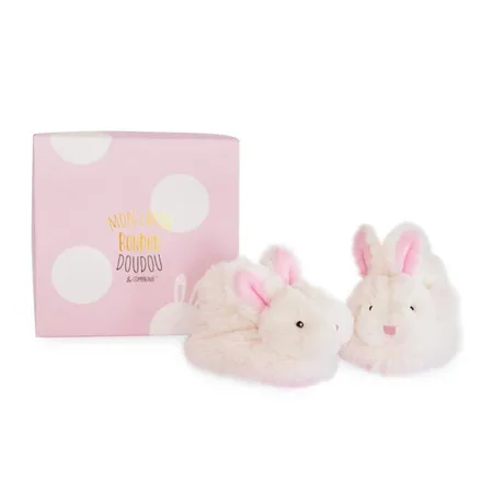 Doudou Bonbon Hase Füsslinge mit Rassel, rosa, 0-6M