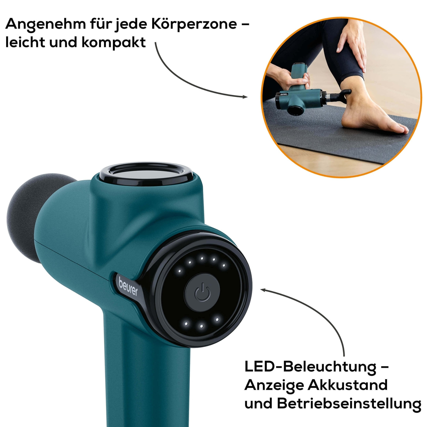 MG 99 Mini Massage Pistole Elektronische Muskelmassagepistole zur Muskelentspannung mit 4 Aufsätzen (65003) - Blau / Schwarz