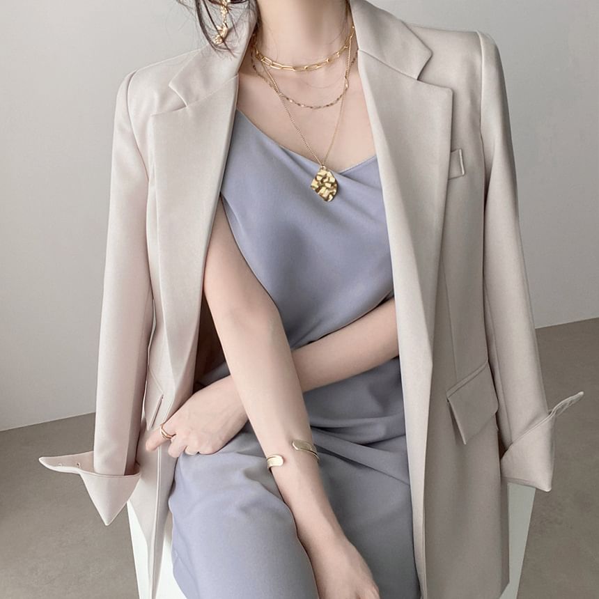 darkroesin - Blazer met inkeping, revers en strikceintuur