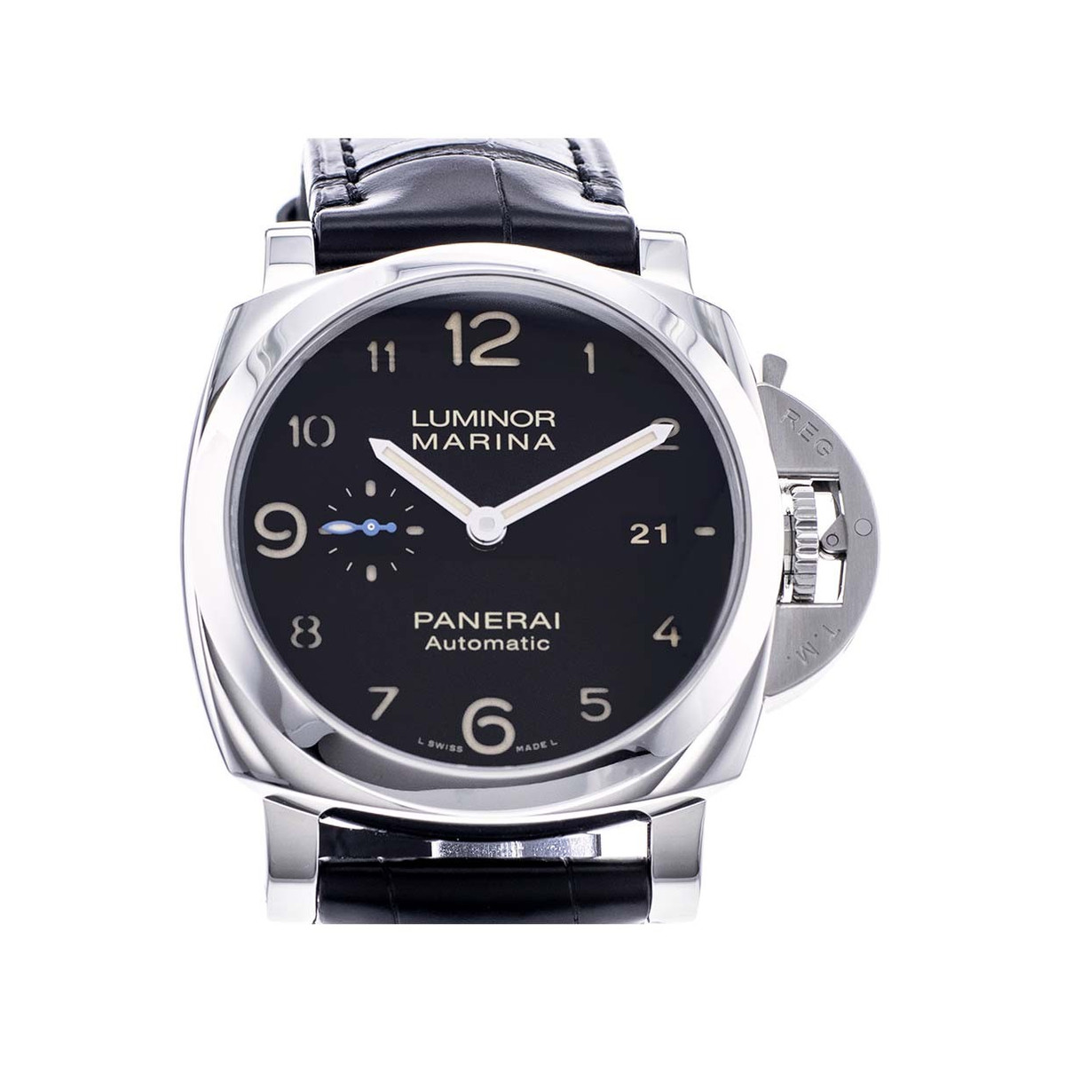 Montre d'occasion Panerai Luminor homme automatique acier bracelet cuir