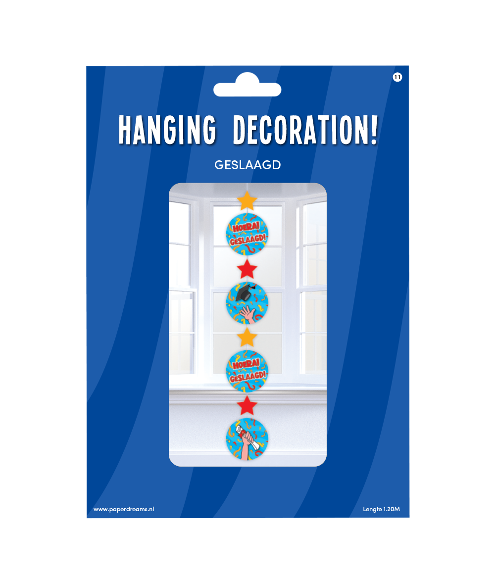 Hangdecoratie Geslaagd 120cm
