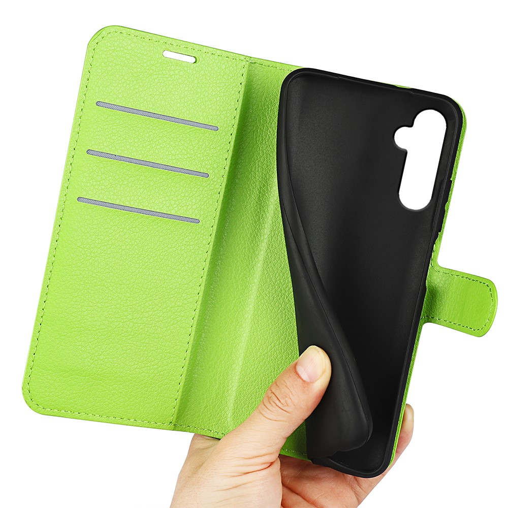 Samsung Galaxy S24 Leder Tasche Flip Cover Litchi Look - Grün