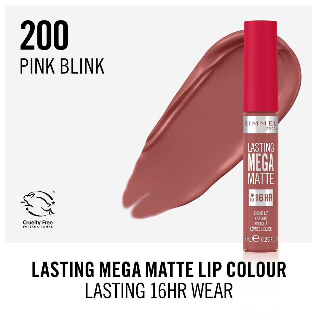 Rommel Londen Lasting mega Matte liquid lipLasting Mega Matte Liquid Lip lipgloss - 200 Pink Blink