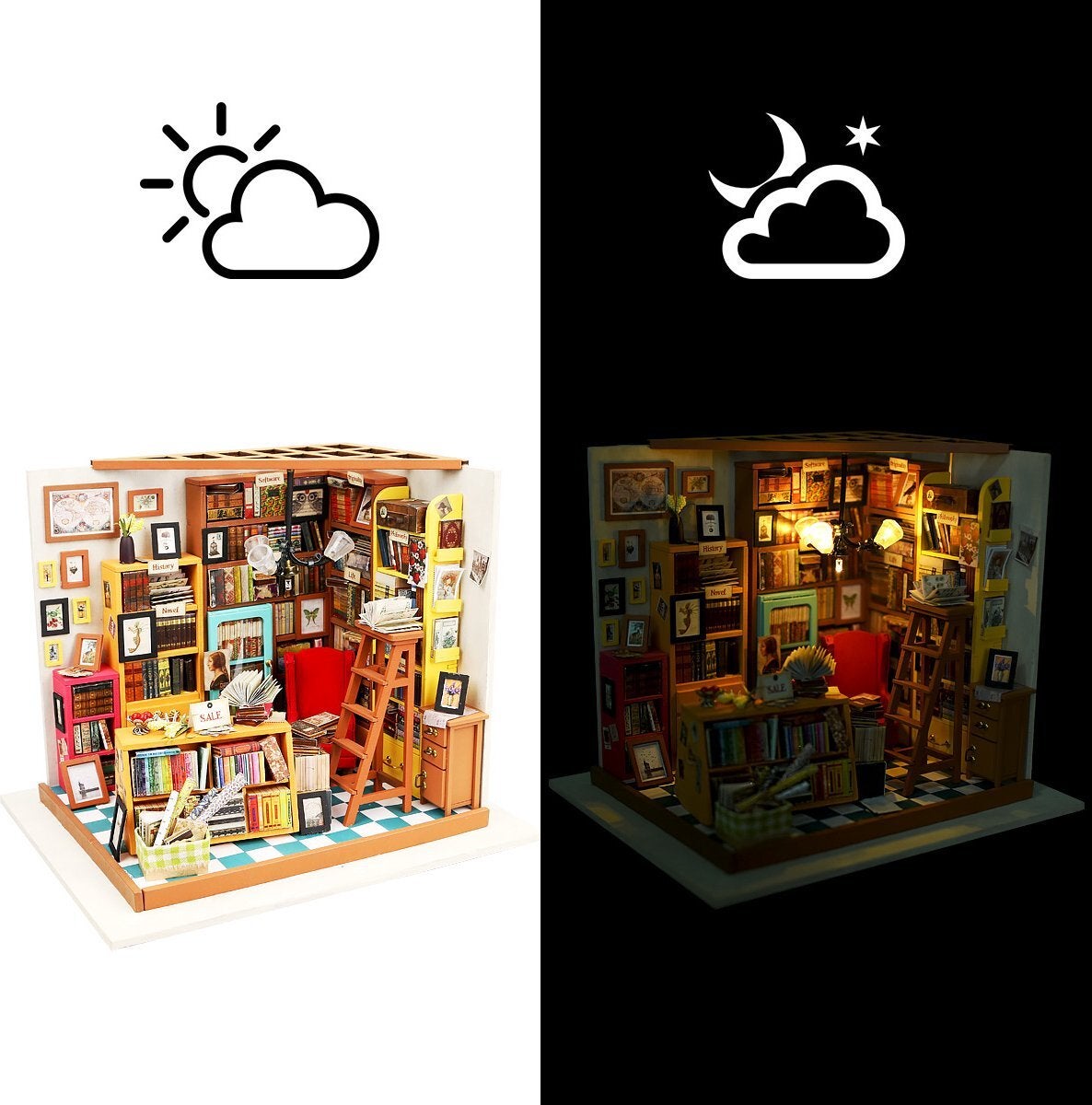 Robotime 3D puzzel Rolife Sam's studeerkamer 22,5 x 18,5 x 19 cm