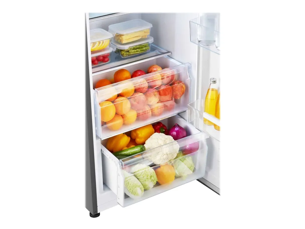 Hisense RL481N4BIE - Køleskab - bredde: 59.5 cm - dybde: 65.1 cm - højde: 185.5 cm - 370 liter - Klasse E - rustfrit stål/grå