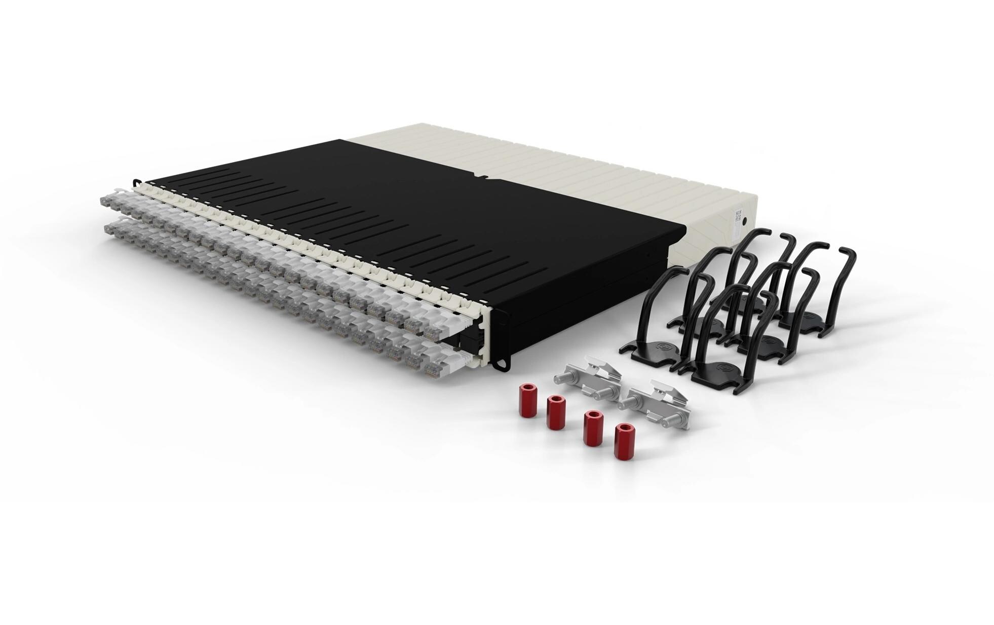 patchbox.one / 8RU / Cat 6A, STP, 0.8 m, Weiss<br>All-in-One Lösung für Ordnung im Netzwerkschrank