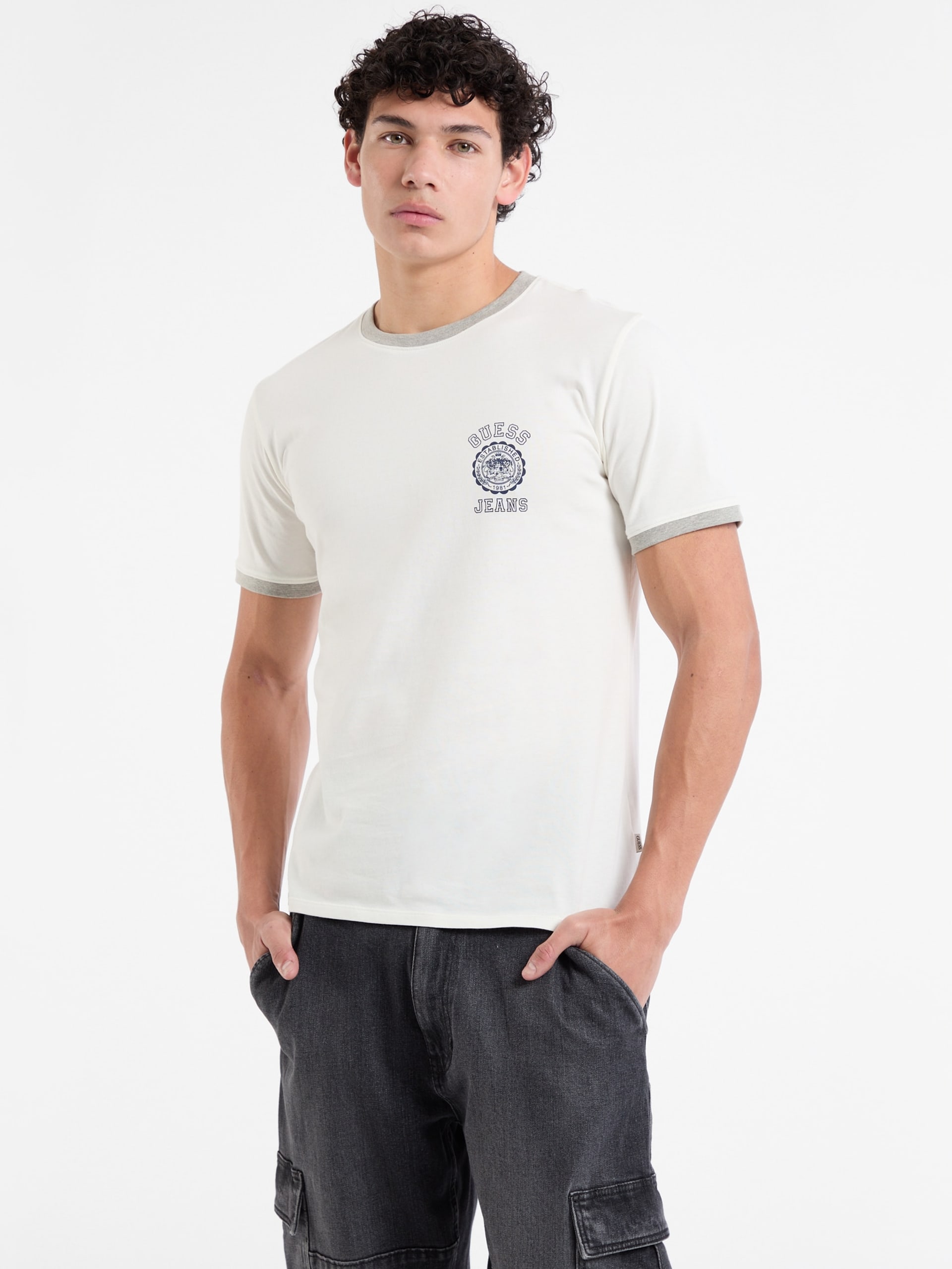 Camiseta de gola redonda mesclada