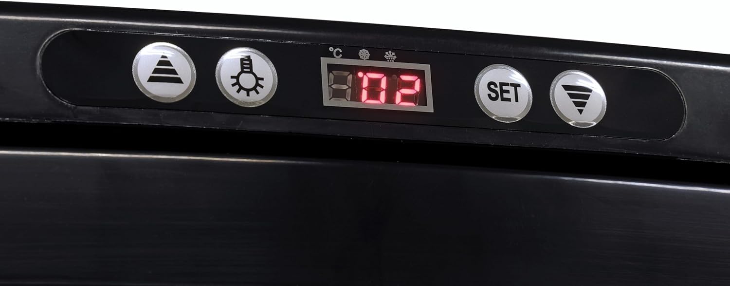 METRO Professional Panorama Kühlvitrine GGC3270B, Kunststoff/Glas, 270 L, 4 verstellbare Einlegeböden, LED-Innenbeleuchtung, Schwarz