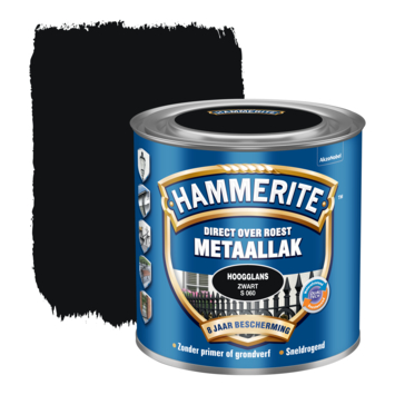 Hammerite Direct over Roest metaallak hoogglans zwart 250 ml