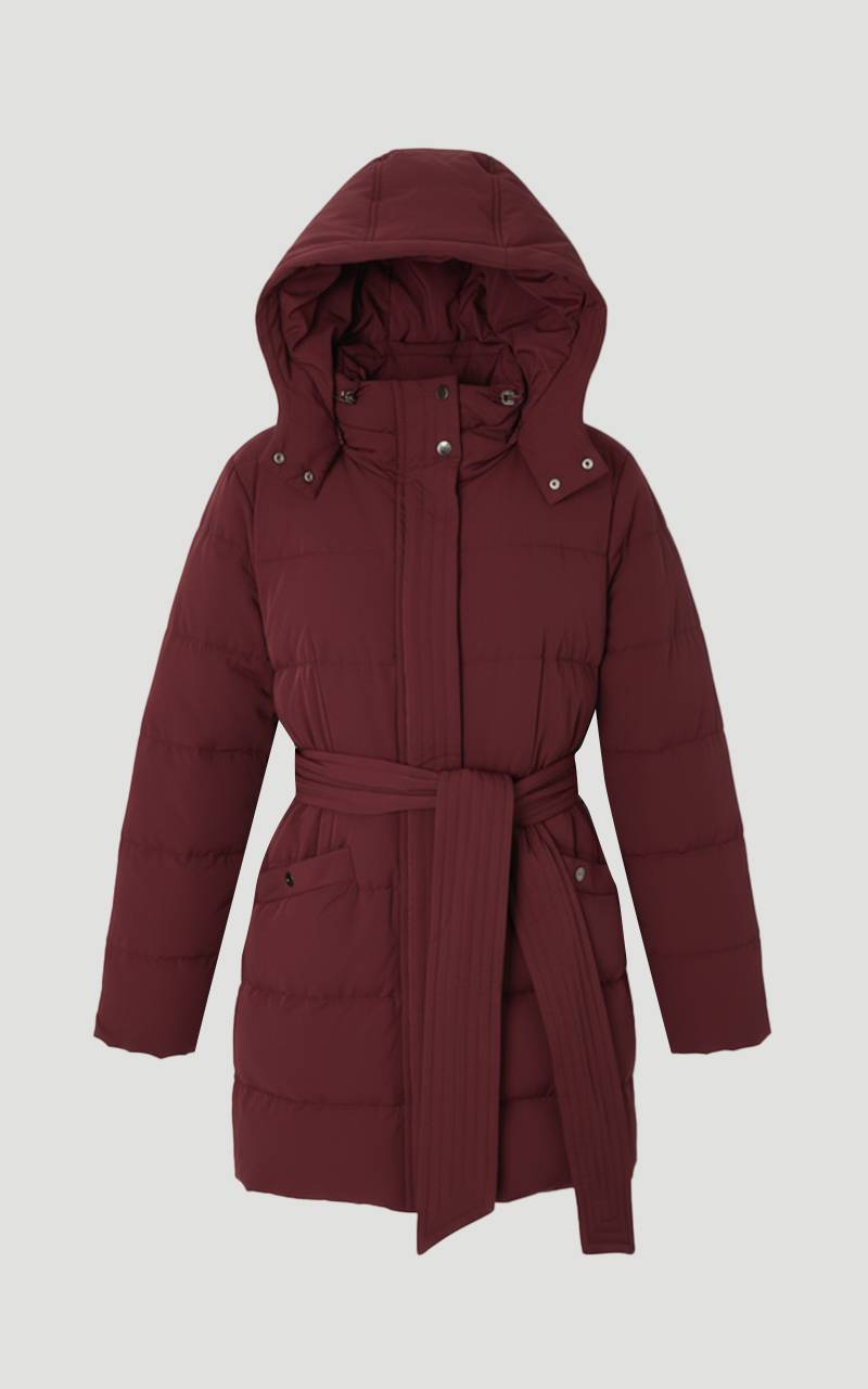 KarenMillen Manteau Mi-Long en Duvet Véritable avec Ceinture