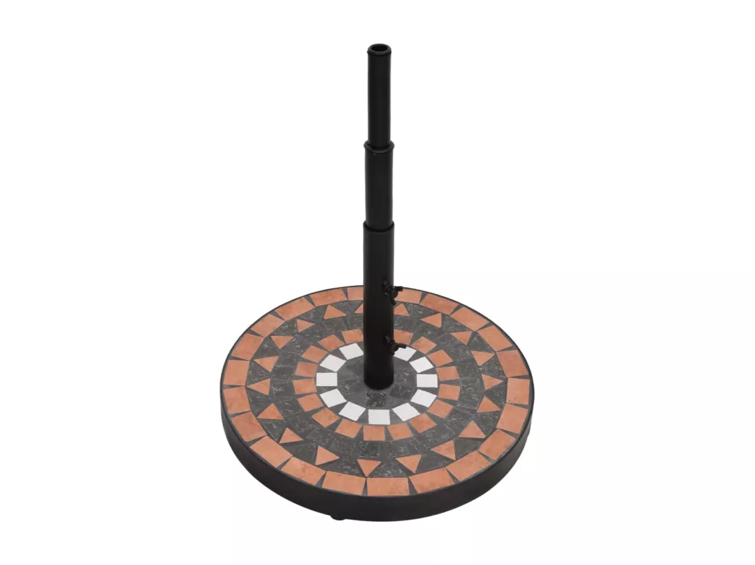 Base de parasol terre cuite et blanc rond 12 kg