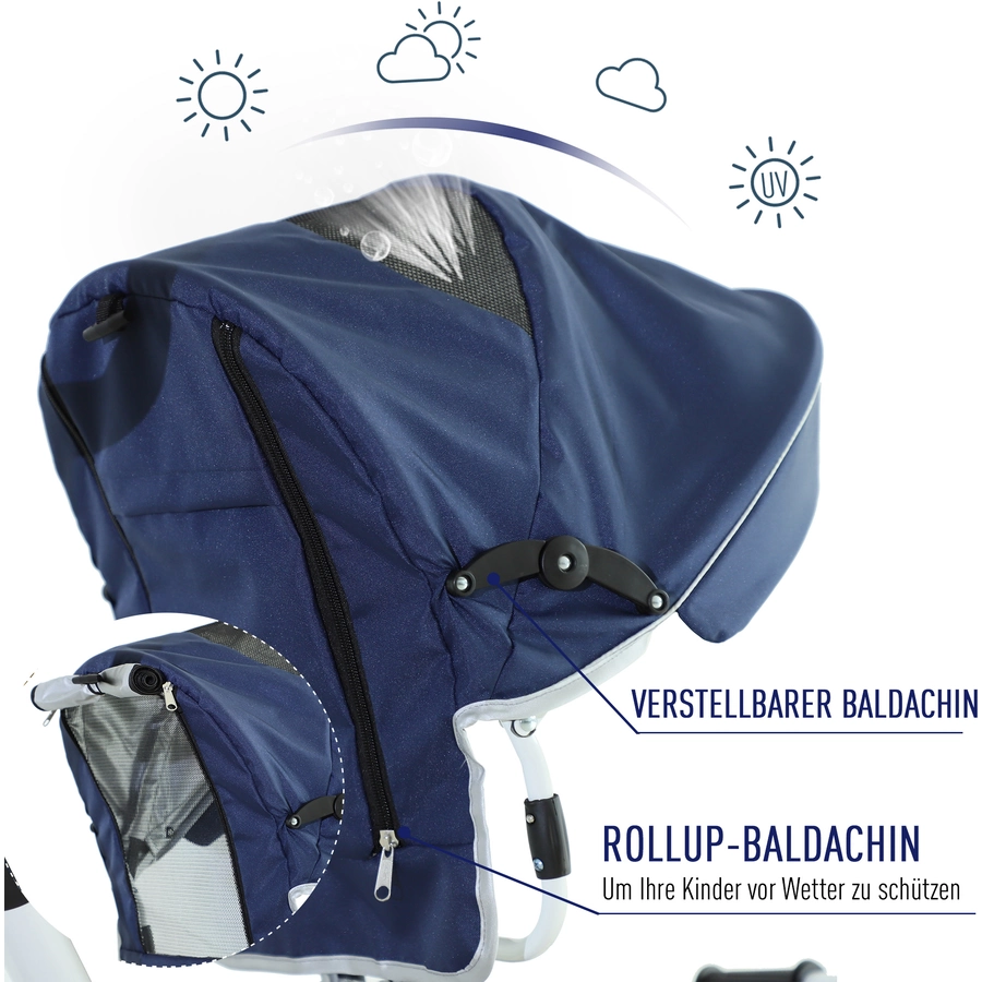 HOMCOM 4-in-1 Kinderdreirad mit Sonnendach blau