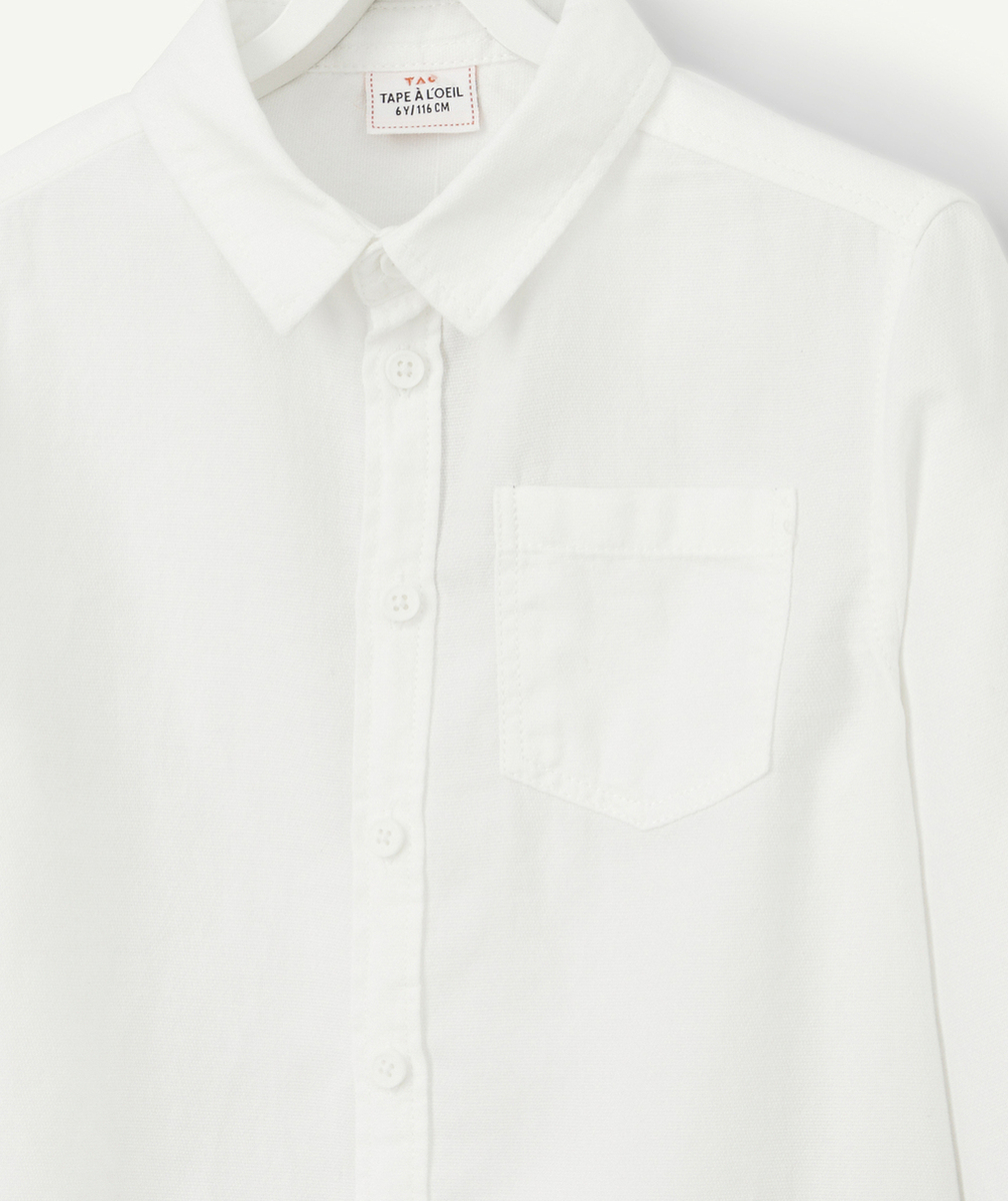 CHEMISE GARÇON BLANCHE EN COTON AVEC POCHE