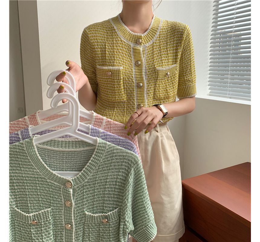 Sienne - Gestreept vest met korte mouwen en ronde hals