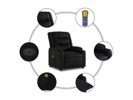 Fauteuil inclinable massant électrique noir similicuir