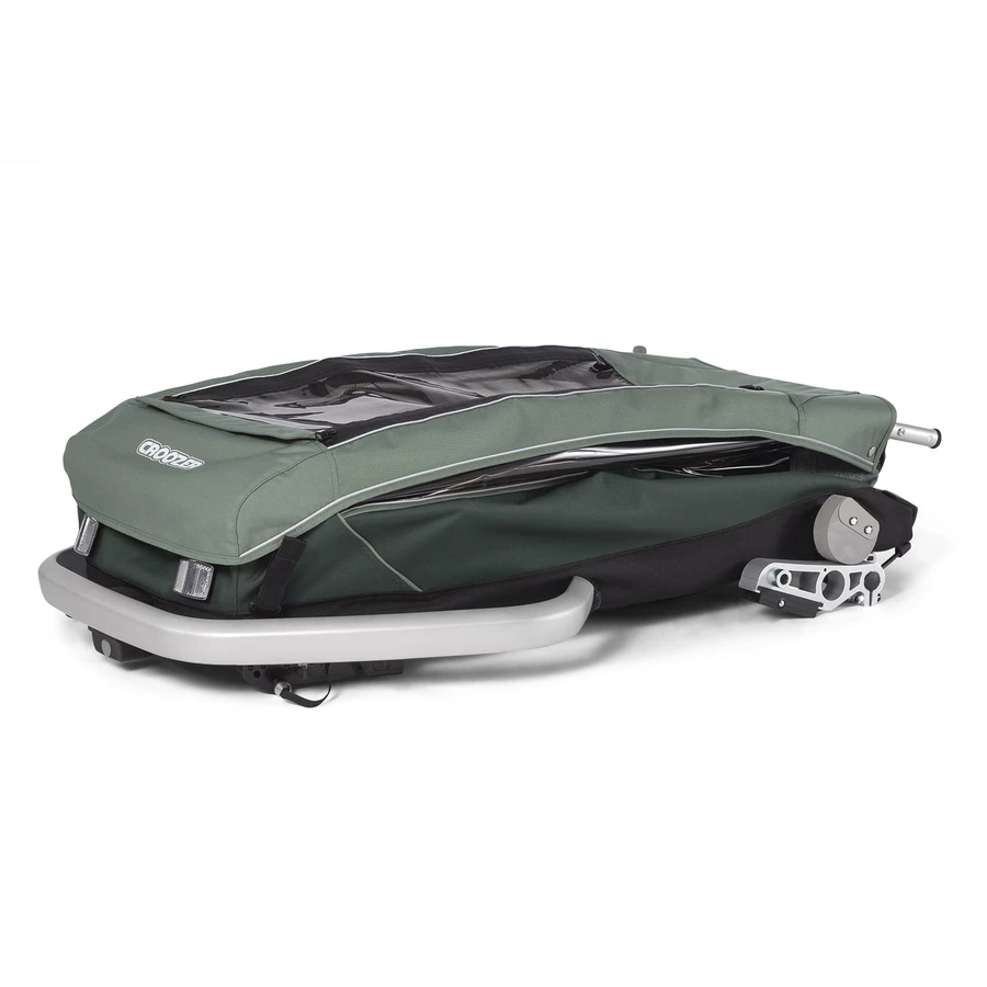 CROOZER Kinderfahrradanhänger  Kid Vaaya 1 Jungle green inklusive Fußraumschutzwanne