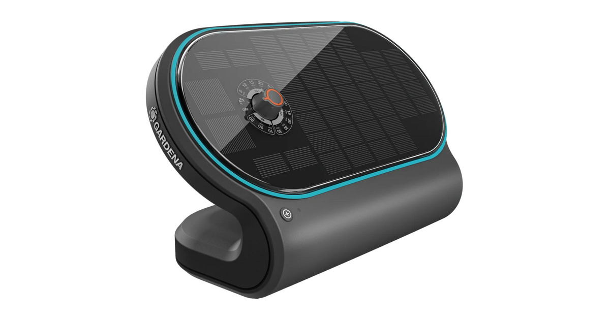GARDENAAquaBloom Set L voor bewatering op zonne-energie besproeiingscomputer  (Grijs/turquoise, Automatisch besproeiingssysteem, accu inbegrepen)