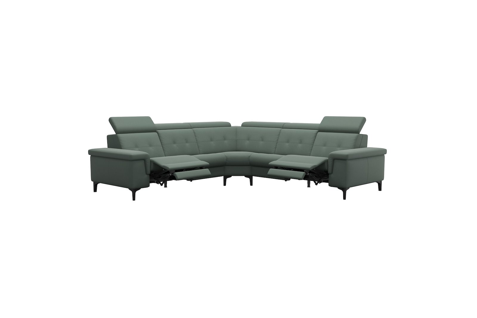 Anna C22 hjørnesofa (PMCMP) Hud Paloma Sage Green med A2 arm og polerte organiske sort alu ben, 14 cm. (Power-Manual-CornerManual-Manual-Power)