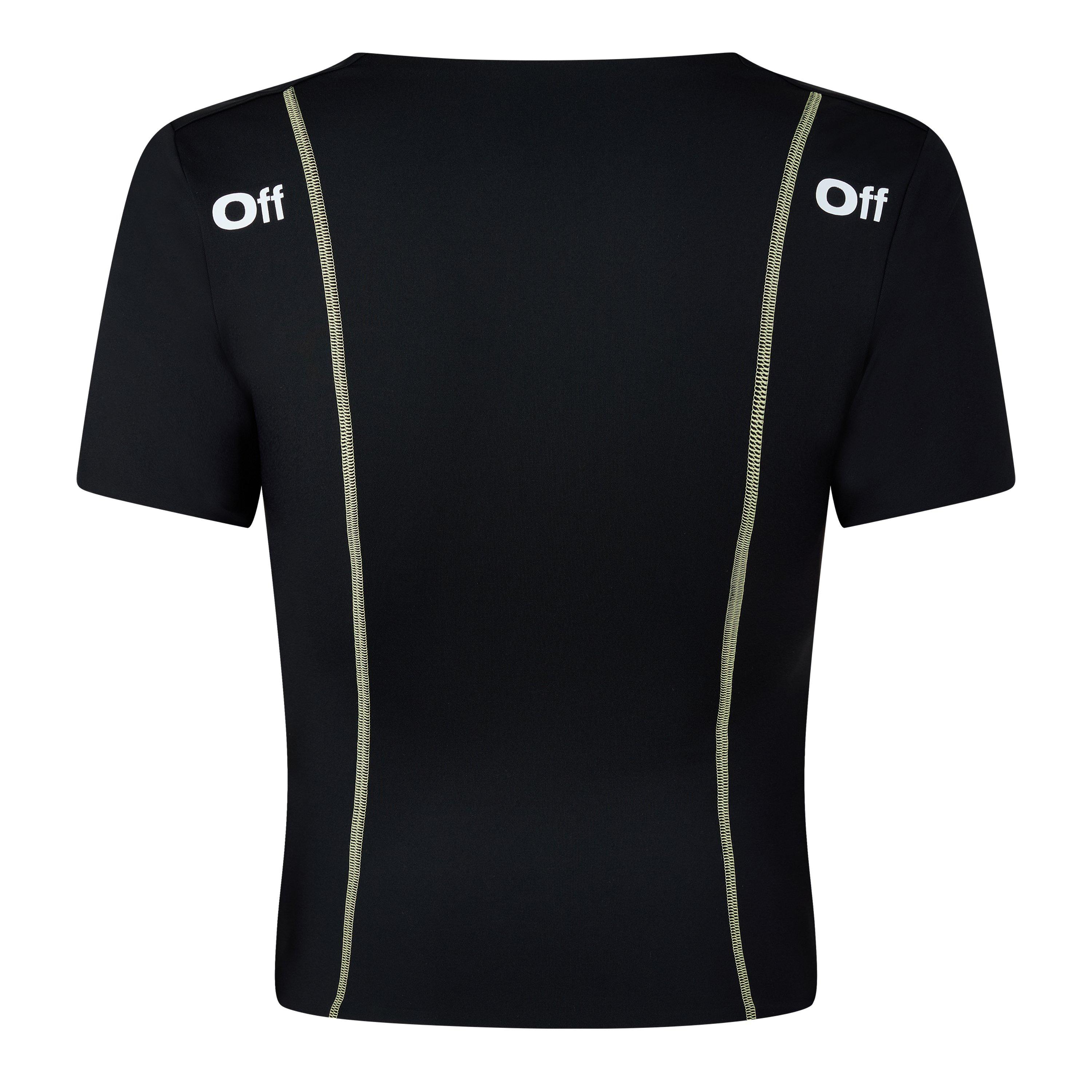 Off White Contrast Stitched T Shirt