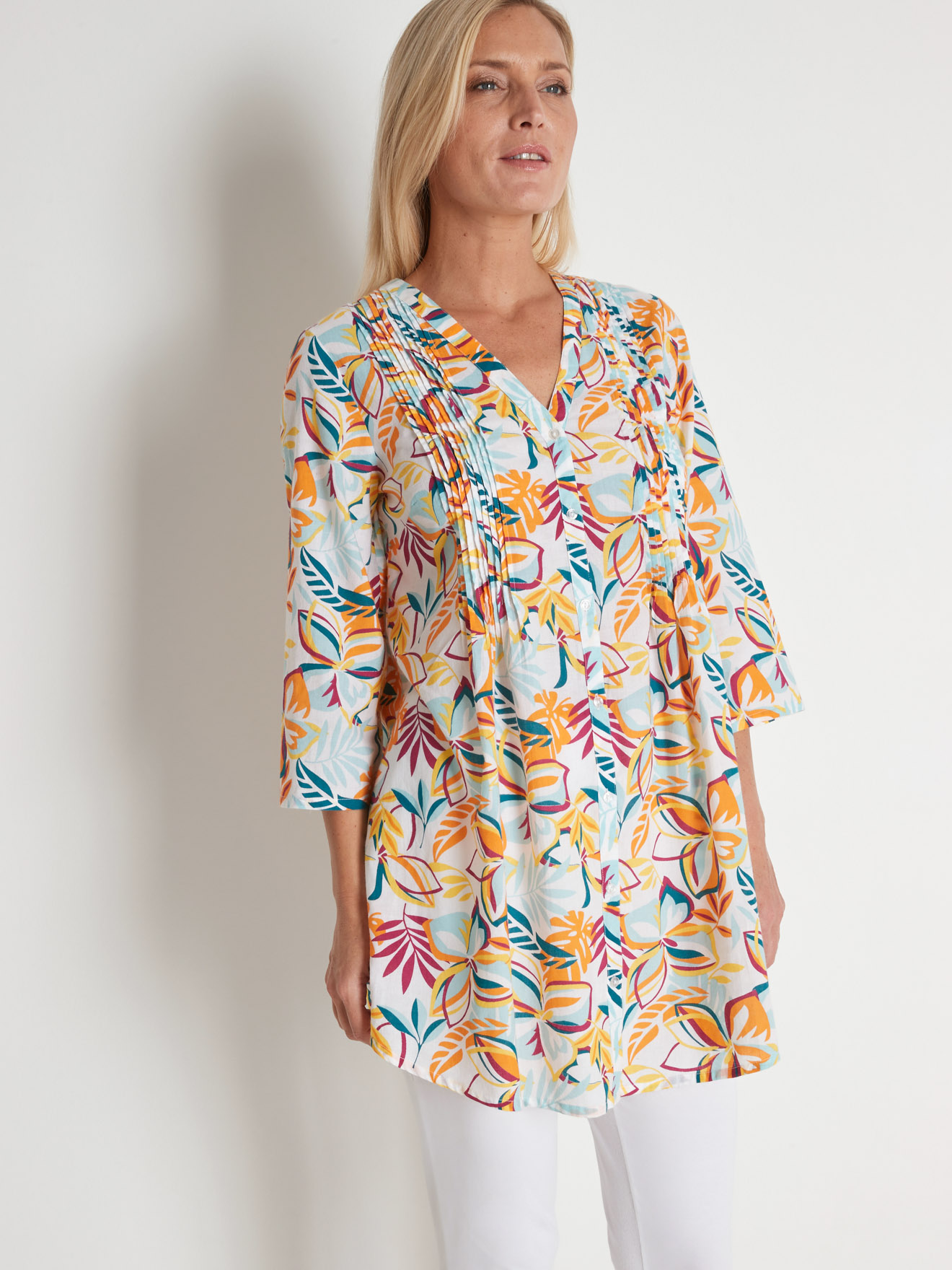 Chemisier-tunique en voile pur coton